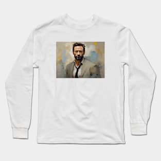 watercolor portrait of Hugh Jackman Long Sleeve T-Shirt